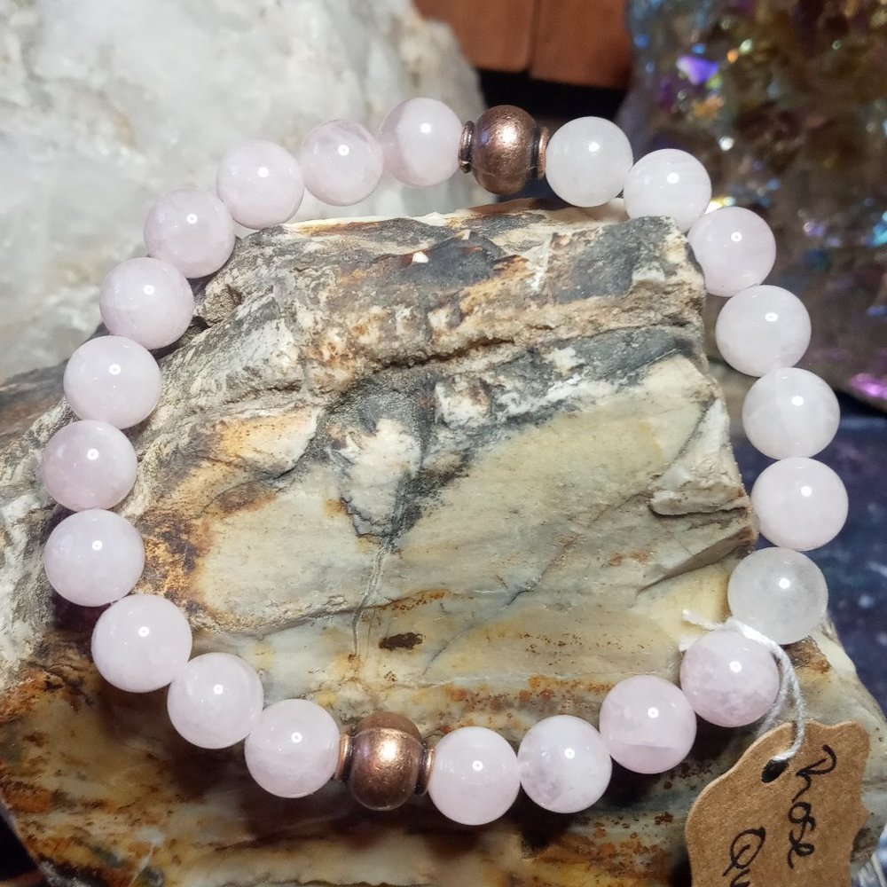Rose Quartz and Copper Gemstone Healing Bracelet